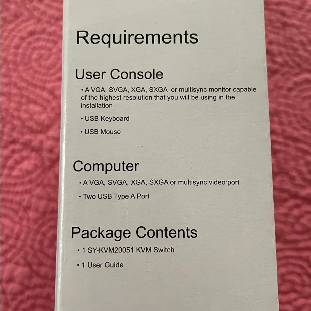 NWT Syba 2 Port USB Cable KVM Switch NIB unused
